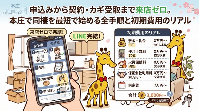 第3回(全3回)申込みから契約・カギ受取まで来店ゼロ。本庄で同棲を最短で始める全手順と初期費用のリアル