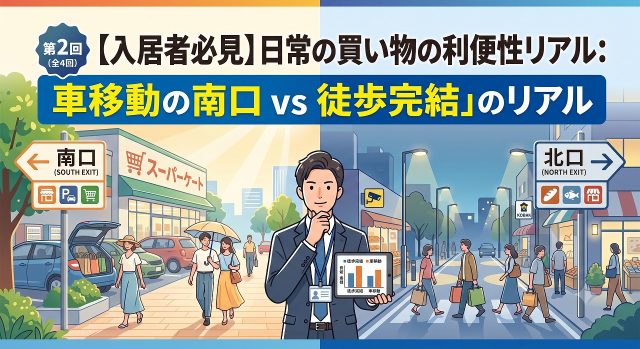 第2回(全4回):【入居者必見】日常の買い物の利便性リアル:車移動の南口 vs 徒歩完結の北口
